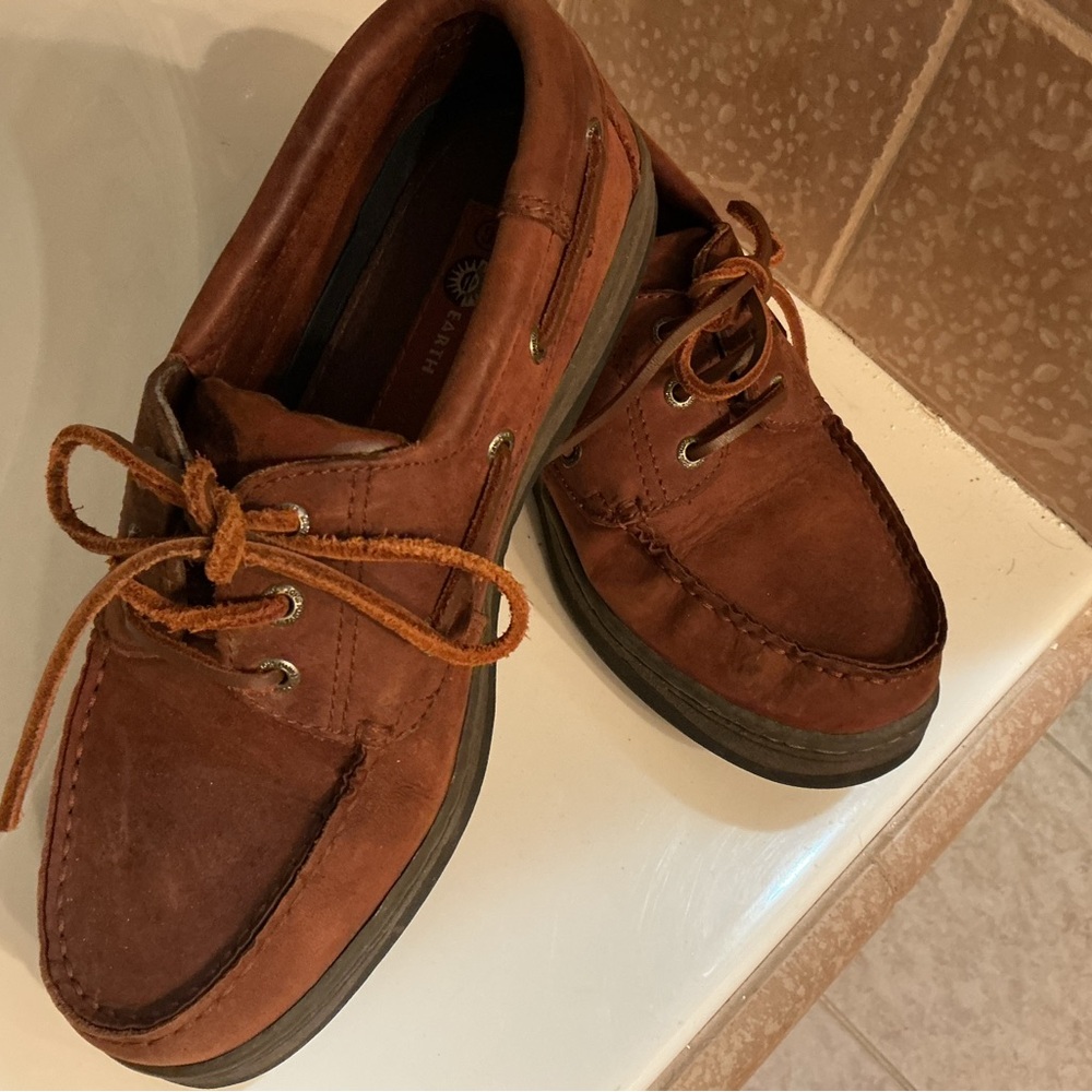 Earth Men's Brown Leather Boat Shoes